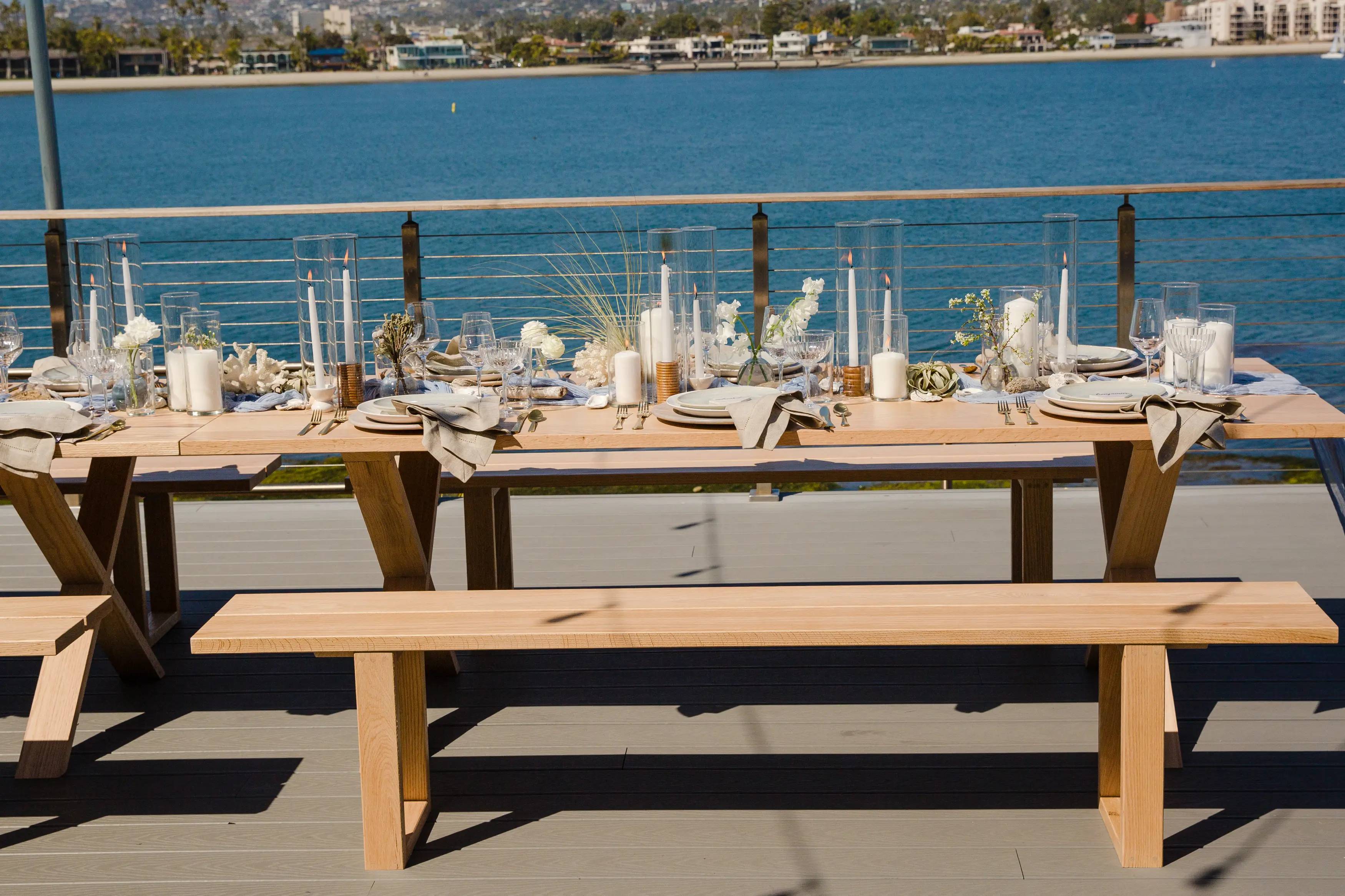 Temecula X-Frame Wooden Table Rentals